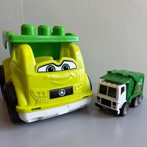 Recycling Garbage Trucks Bundle, Green Toy Truck Set if Two